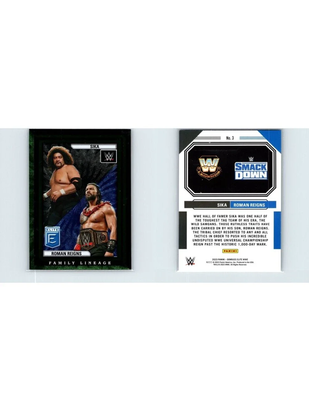 2023 Donruss Elite WWE Sika / Roman Reigns #3 Family Lineage Green The Bloodline